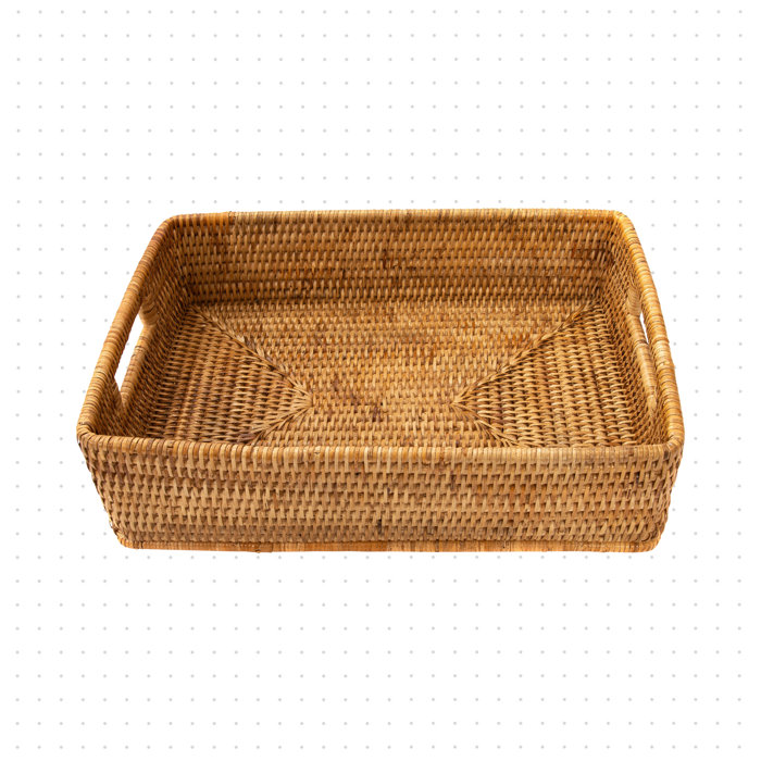 Dotted Line™ Rattan Rectangular Basket with Rounded Corners and Cutout